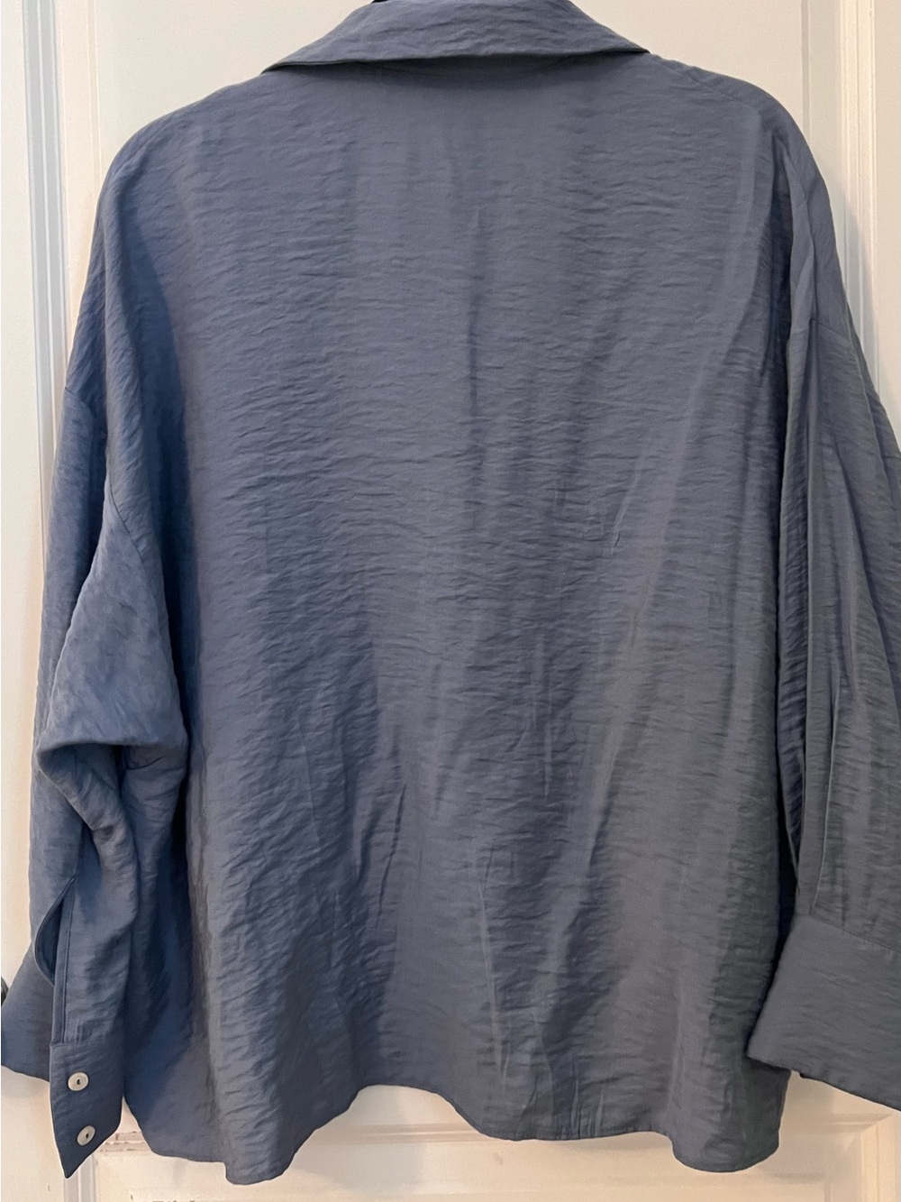 Anthropologie Slate Blue Relaxed Collared Blouse - Picture 3 of 4